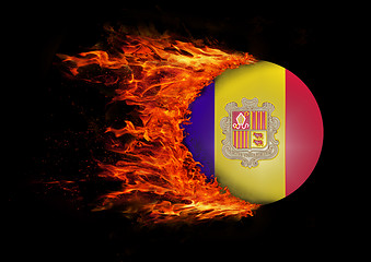 Image showing Flag with a trail of fire - Andorra