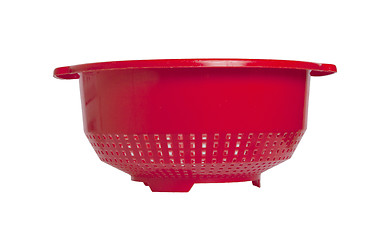 Image showing Red empty colander isolated 