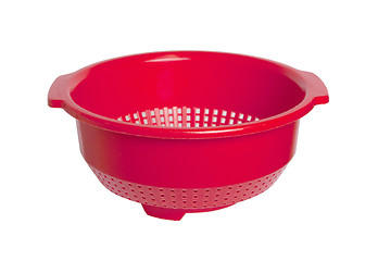 Image showing Red empty colander isolated 