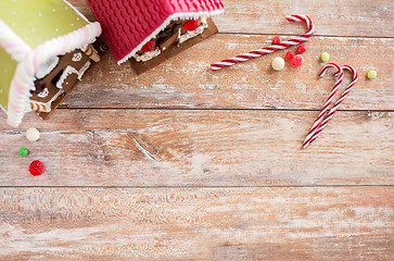 Image showing closeup of beautiful gingerbread houses at home