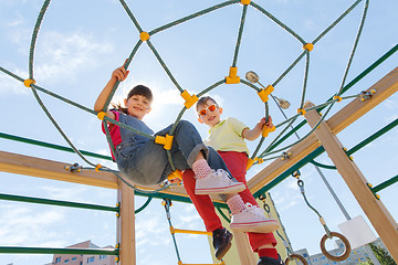 Image showing group of happy kids on children playground