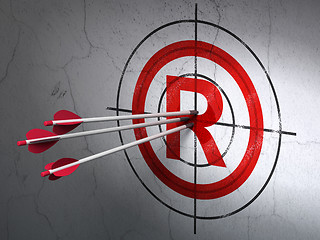 Image showing Law concept: arrows in Registered target on wall background