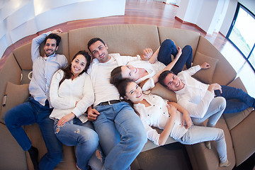 Image showing friends group get relaxed at home