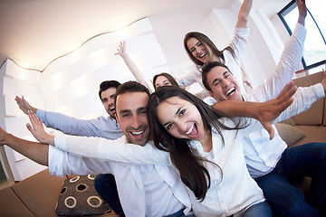 Image showing group of friends taking selfie