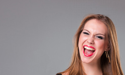 Image showing Close-up portrait of happy beautiful girl