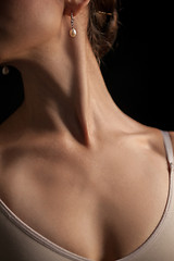 Image showing The close-up of a young woman\'s neck