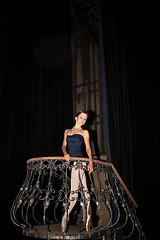 Image showing The beautiful ballerina posing in long white dress