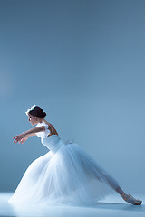 Image showing Portrait of the ballerina on blue background