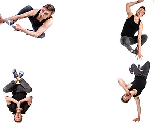 Image showing Multiple image of young man break dancing 
