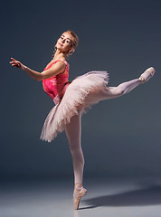 Image showing Beautiful female ballet dancer on a gray background