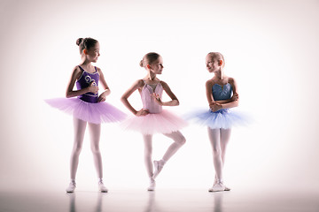 Image showing Three little ballerinas in dance studio