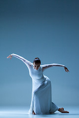 Image showing Portrait of the ballerina on blue background