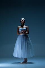 Image showing Portrait of the ballerina on blue background