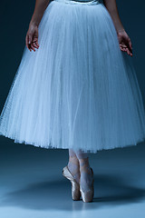 Image showing Portrait of the ballerina on blue background