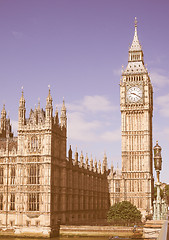 Image showing Retro looking Houses of Parliament in London