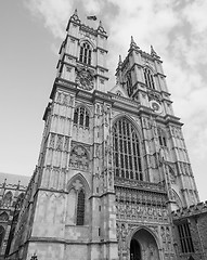 Image showing Black and white Westminster Abbey in London