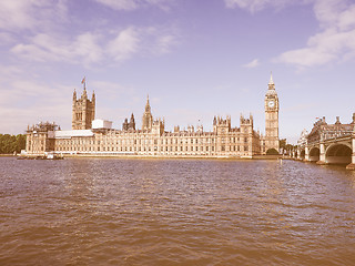 Image showing Retro looking Houses of Parliament in London