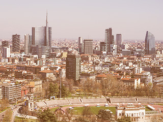 Image showing Retro looking Milan aerial view