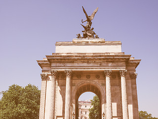 Image showing Retro looking Wellington arch in London