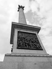 Image showing Black and white Nelson Column in London