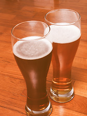 Image showing Retro looking Two glasses of German beer