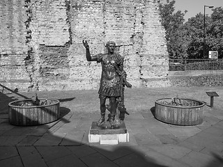 Image showing Black and white Trajan statue in London