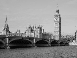 Image showing Black and white Houses of Parliament in London