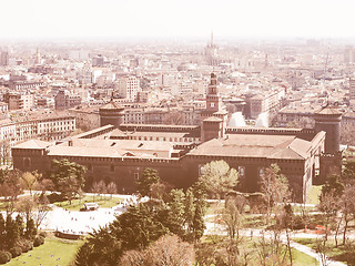Image showing Retro looking Milan aerial view