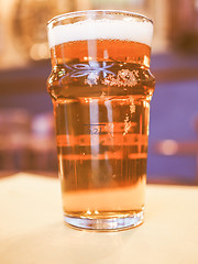 Image showing Retro looking Pint of British ale beer