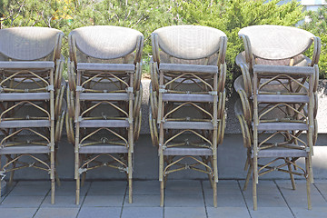 Image showing Stacked Garden Chairs
