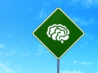 Image showing Science concept: Brain on road sign background