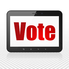 Image showing Political concept: Tablet Computer with Vote on display