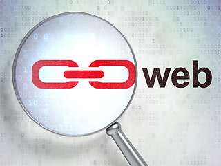 Image showing Web development concept: Link and Web with optical glass