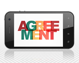 Image showing Business concept: Smartphone with Agreement on  display