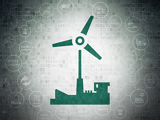 Image showing Manufacuring concept: Windmill on Digital Paper background