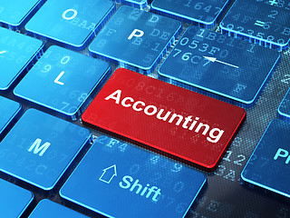 Image showing Currency concept: Accounting on computer keyboard background