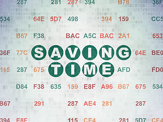 Image showing Timeline concept: Saving Time on Digital Paper background