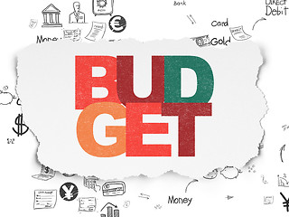 Image showing Currency concept: Budget on Torn Paper background