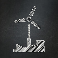 Image showing Manufacuring concept: Windmill on chalkboard background