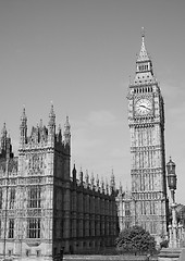 Image showing Black and white Houses of Parliament in London