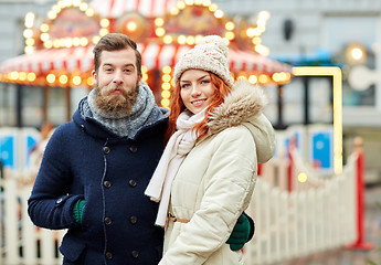 Image showing happy couple walking in old town