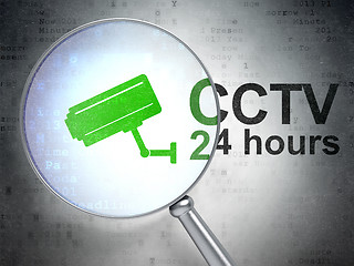 Image showing Security concept: Cctv Camera and CCTV 24 hours with optical glass