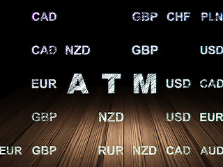 Image showing Currency concept: ATM in grunge dark room