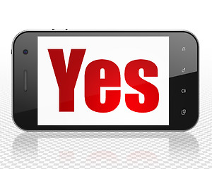 Image showing Business concept: Smartphone with Yes on display