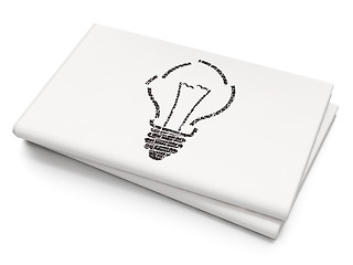 Image showing Finance concept: Light Bulb on Blank Newspaper background