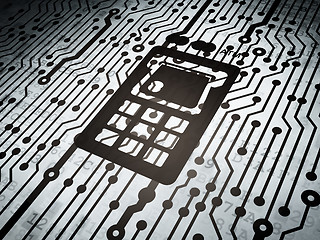 Image showing Banking concept: circuit board with ATM Machine