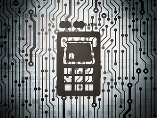 Image showing Money concept: circuit board with ATM Machine