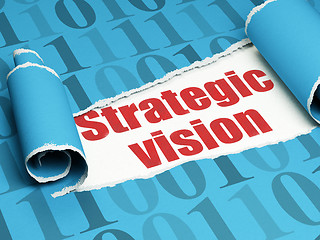 Image showing Finance concept: red text Strategic Vision under the piece of  torn paper