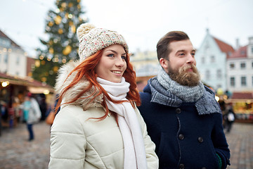 Image showing happy couple walking in old town