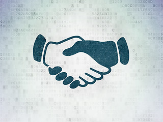 Image showing Business concept: Handshake on Digital Paper background